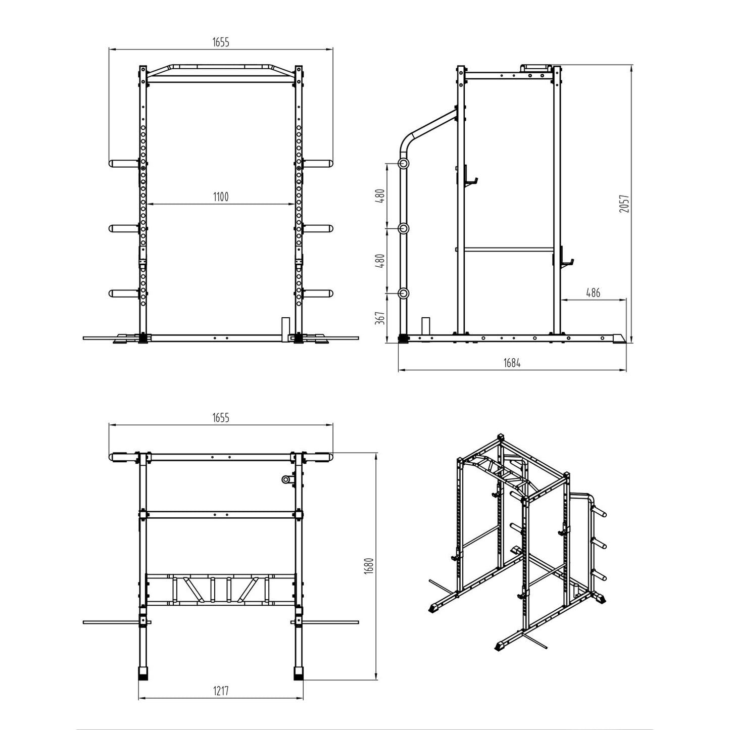 Primal-Strength-Home-Series-Modular-Full-Power-Rack-Dims